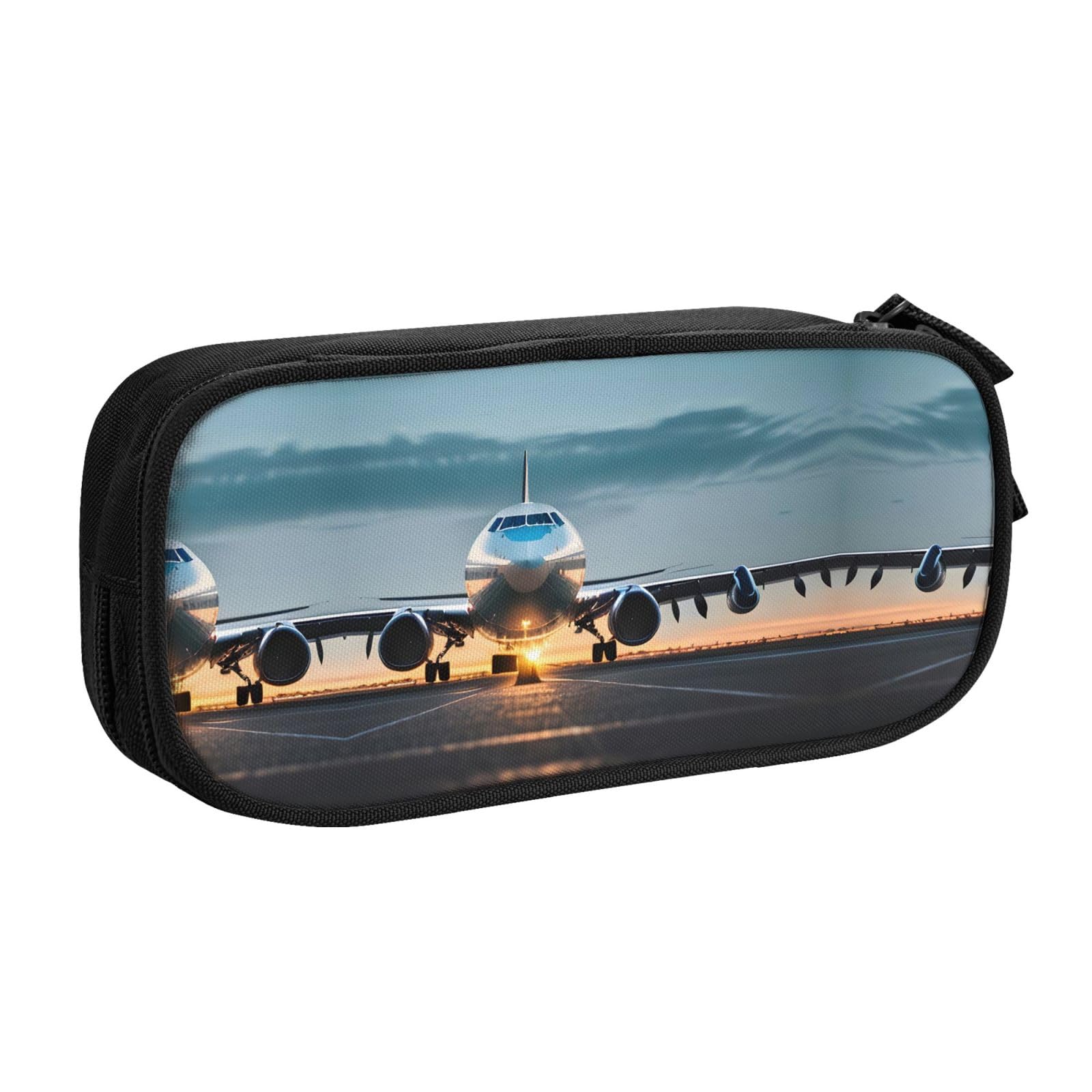 DRTGEDS Airplane in The Evening Light Pencil Case Large Capacity Pencil Pouch Pen Bag, Stationery Pouch Pen Case for Office