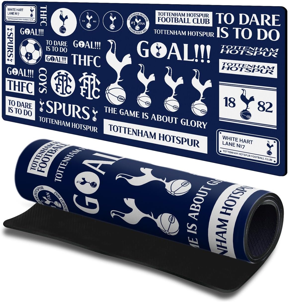 Head Case Designs Officially Licensed Tottenham Hotspur F.C. Sticker Collage Logo Art 23.62 x 11.81 x 0.12 inches (600 x 300 mm) - L Gaming Office Desk PC Keyboard Mouse Mat Pad