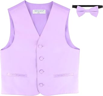 BOYS Dress Vest & BOW Tie Solid Lavender Purple Color BowTie Set