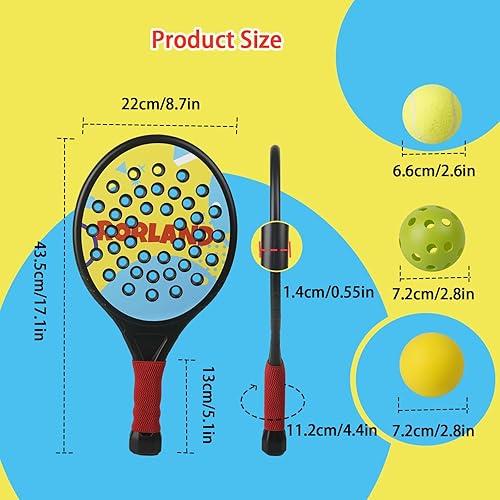 Miniatura 6 de Juego de 2 raquetas de pádel para niños, ligeras, duraderas, con agarre ergonómico para manos pequeñas, diseños vibrantes, piscina, patio trasero,