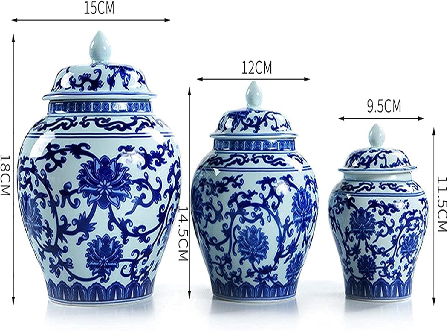 Elegant Blue and White Floral Porcelain Funeral Urn for - Memorial Keepsake for Loved Ones, Cherished Memories, Beautiful Design, Perfect Tribute 12cmX14.5cm