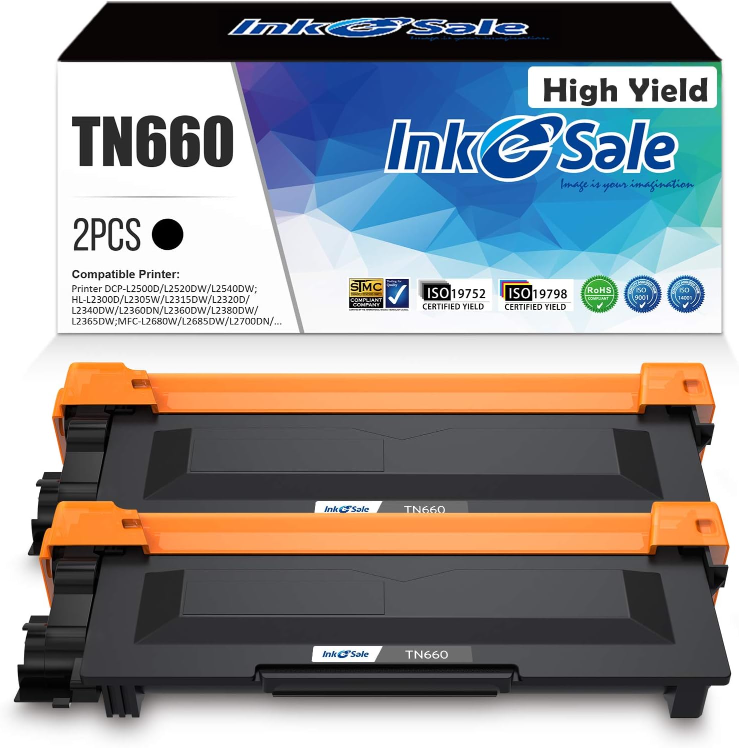GlobalToner TN660 TN630 High Yield Toner Cartridge Compatible For Brother MFC-L2700DW L2720DW L2740DW HL-L2340DW L2300D L2360DW L2380DW L2500D DCP-L2520DW L2540DW Printer Series, Black 2 Pack