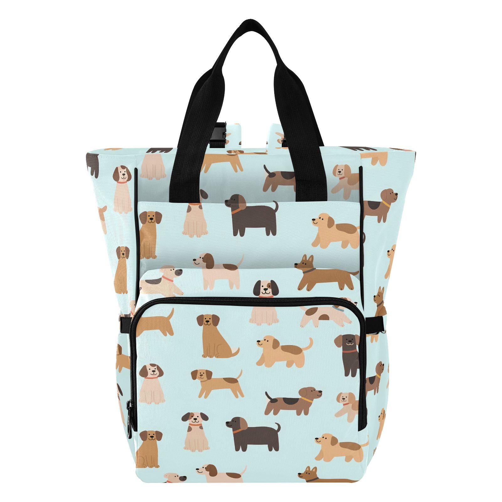 Mnsruu Zaino con cani in diverse pose modello borsa per pannolini per bambini borsa grande borsa impermeabile da viaggio borse per pannolini per mamme e papà