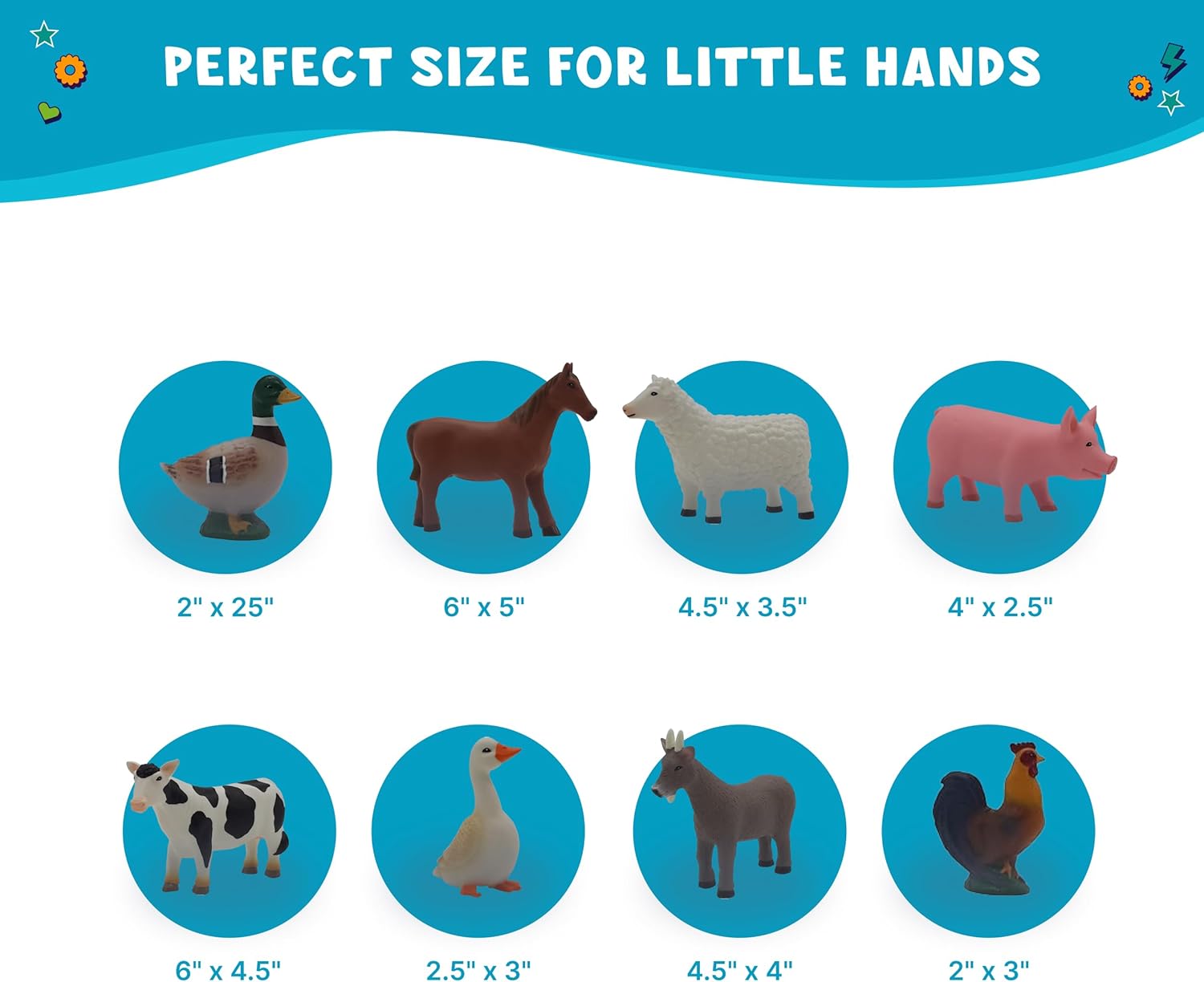 Get Ready Kids Farm Animal Toys Playset – 8 Mini Plastic Farm Animal Figurines for Toddlers 1-3 and Kids 3-5 – Soft & Durable Animal Farm Toys