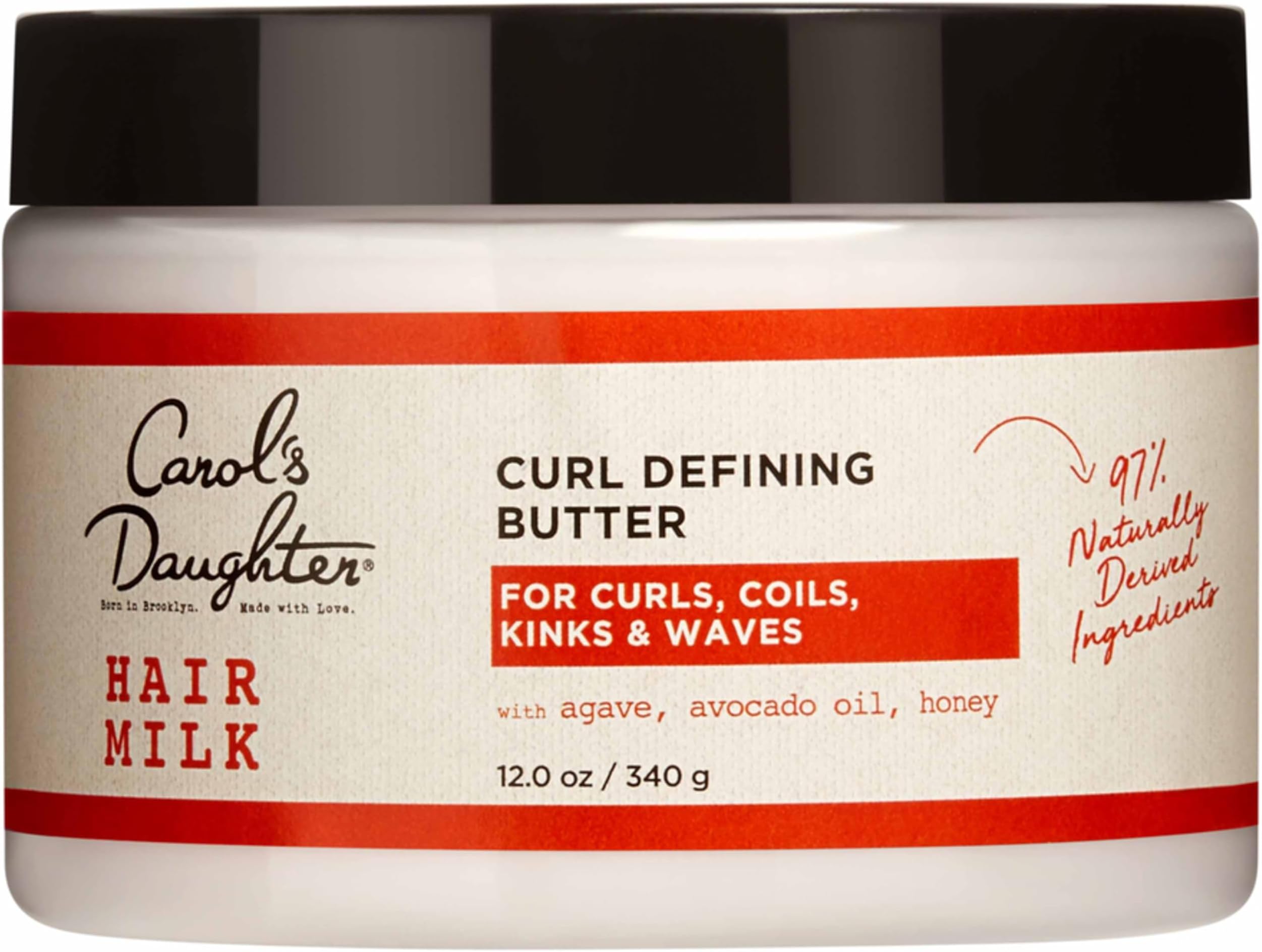 Carol's Daughter Hair Milk Curl Defining Butter for Coils and Curls with Agave, Avocado Oil and Honey - Silicone and Paraben Free, 12 oz