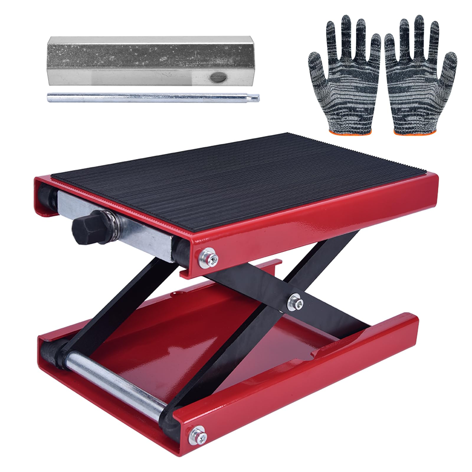 Sollevatore per moto – Piattaforma larga meccanismo di sollevamento a forbice, altezza di sollevamento 8,5 cm – 34 cm, portata 500 kg, per moto, biciclette, fuoristrada