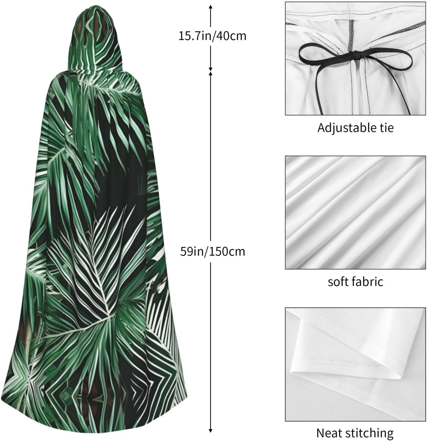 SSIMOO Palm Leaf 1 Eye-Catching Cosplay Costume Cape for Women - Unisex Vampire Cloak for Halloween.