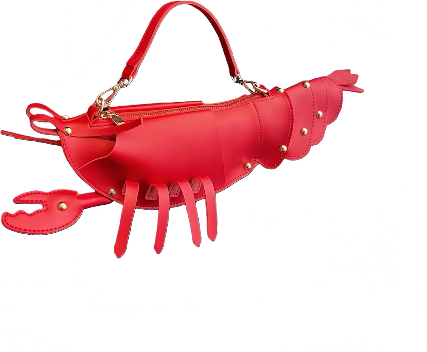 Lobster Shaped Crossbody Bag,Fun Unique Rivets Lobster Design Shoulder,PU,Stylish Handbag Purse for Women Girls