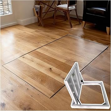 AMUFJJ Large Recessed Basement Camouflaged Entry Door, Seamless Floor Hatch Cellar Door Invisible, Interior Crawl Space Door Access Panel for Home Renovation48x30in