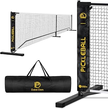 DULCE DOM Pickleball Net Portable Outdoor with Court Marking Kit 22 Feet Pickleball Net USAPA Regulation Full Size Pickleball Game Net System with Carry Bag for Driveway Backyard