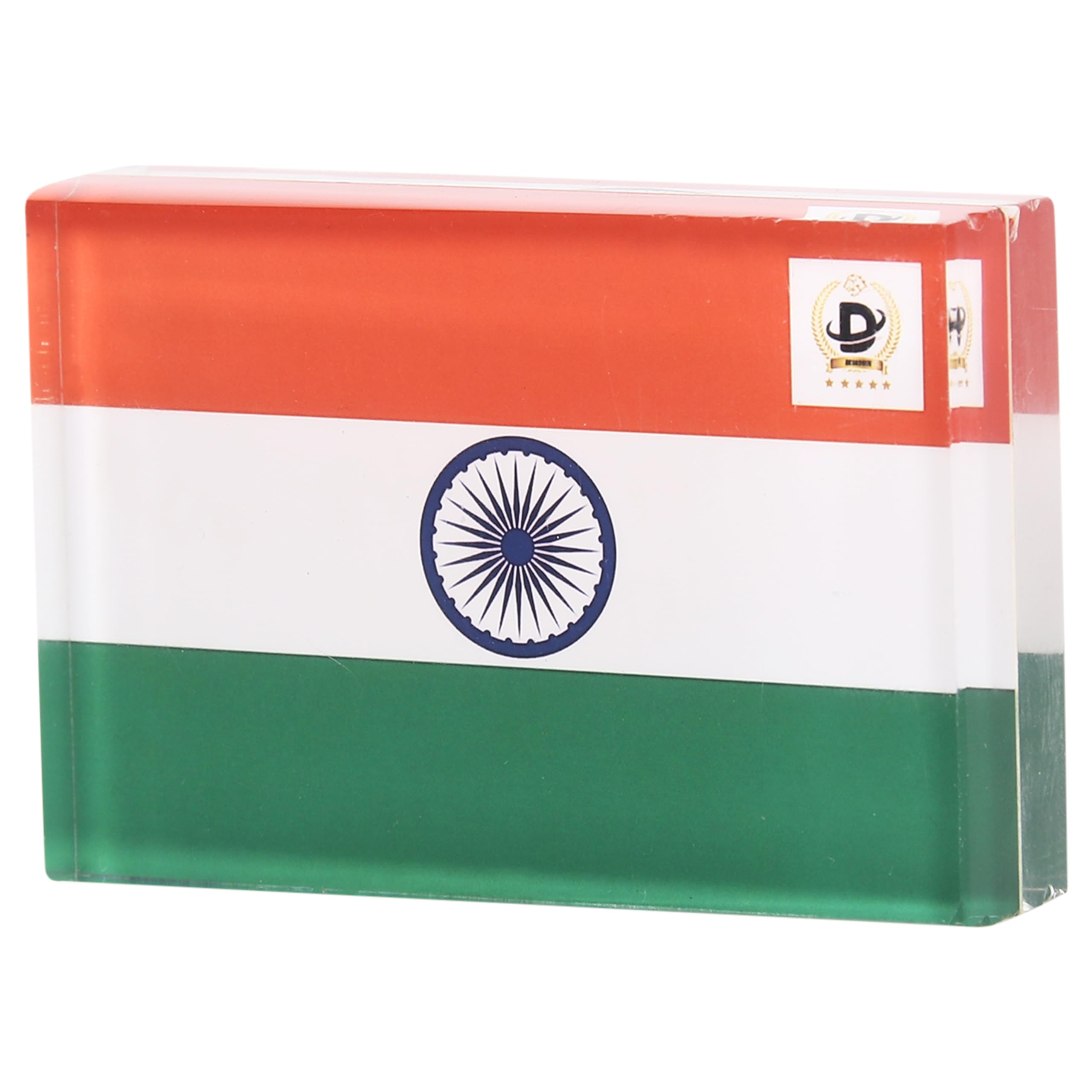 DESKDOCK Indian Flag Acrylic Paper Stationery Weight Tringa For Office Study Table India Styles Paper Weight Gifting Multipurpose Paper Weight (3X2X1 Inch) (Pack Of 2), Multicolor 2