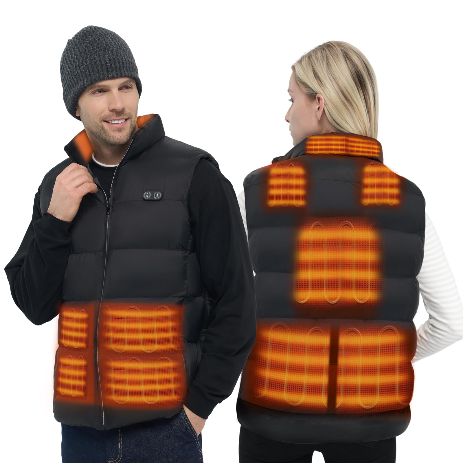 DR.PREPAREHeated Gilet with 7.4V DC Port, Unisex Heated Vest with 10 Heating Zones & 3 Heat Levels, Fluffy Heated Body Warmer Jacket