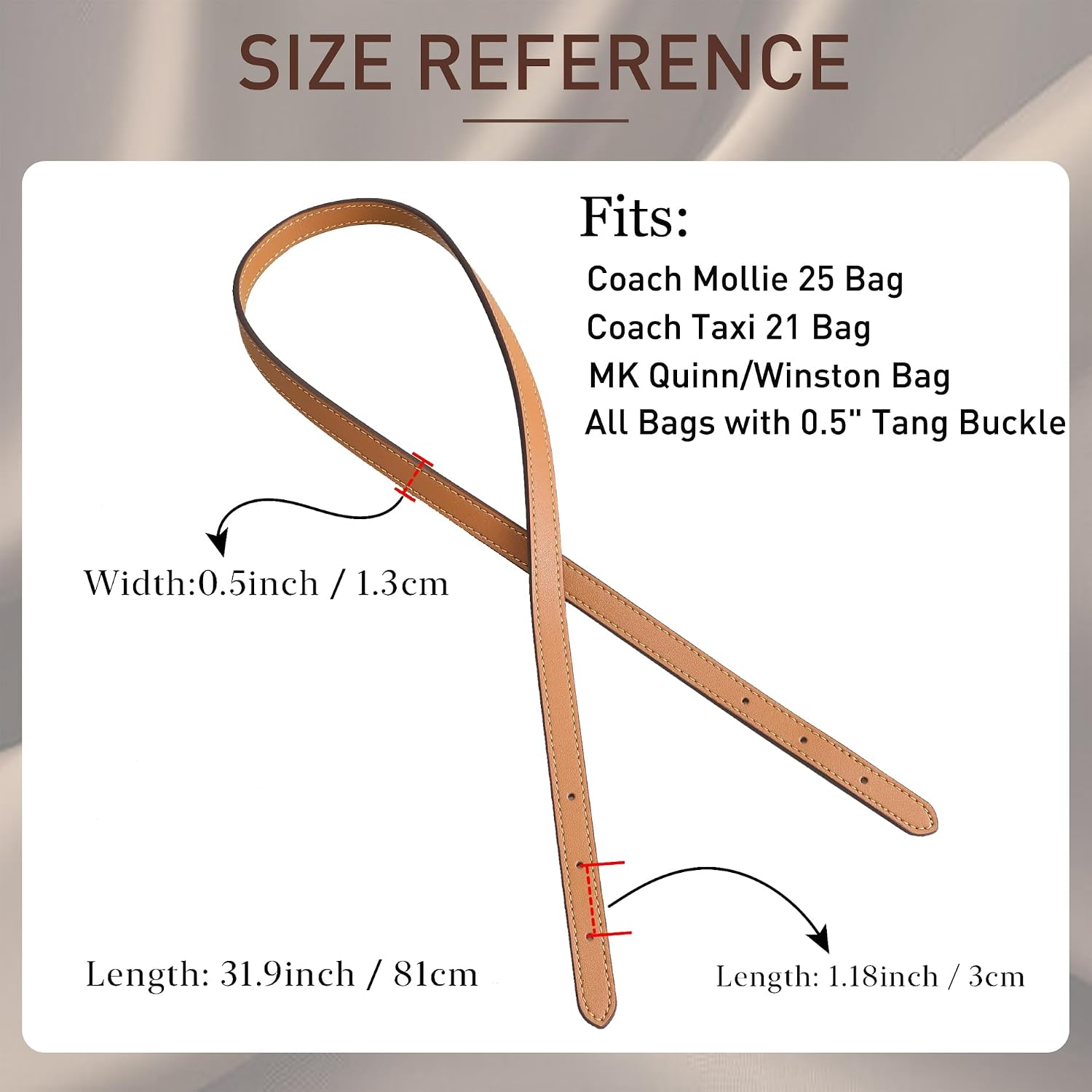 Doxo Handbag Replacement Straps – 2 Pack Microfiber Leather Purse Shoulder Straps for Coach Mollie 25, Taxi 21, Michael Kors Tote Bag, Fits All Handbags with 0.5” Tang Buckle, 31.9" Length (Khaki)