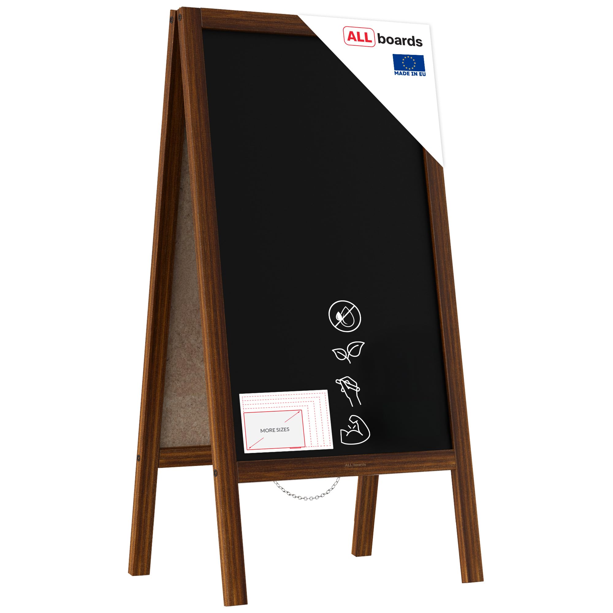 – ALLboards Pavement Sign with Varnished Wooden Frame 100x50cm, Sidewalk Advertising Board Chalkboard