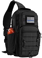 HannibalTactical Rover Sling Pack: 13L Tactical Shoulder Bag with MOLLE, Bottle Holder, Concealed Carry, Water-Resistant Black