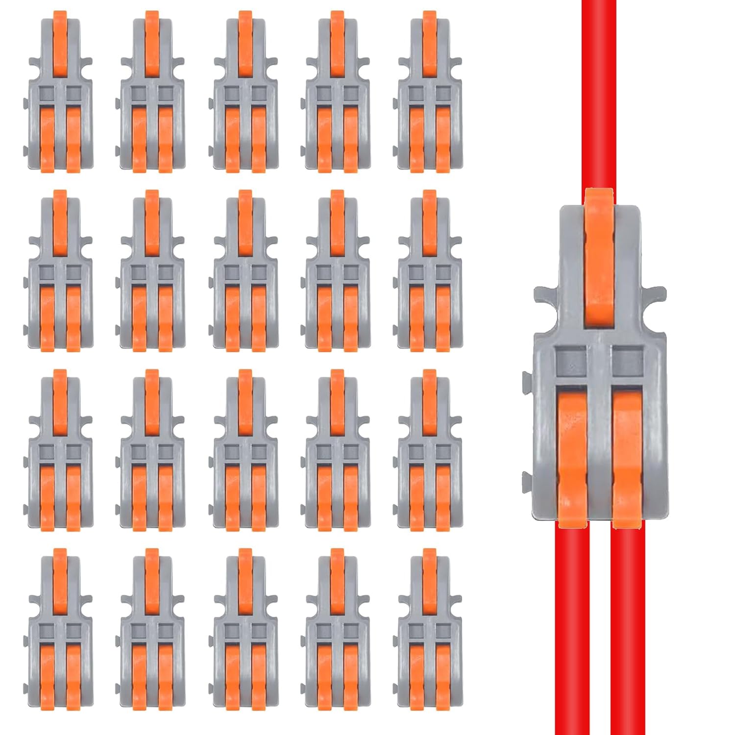 20PCS Mini Electrical Wire Connectors, DIY Splicing into 4/6/8/9/10 Way Butt Terminal Block Connectors (1 in 2 Out)