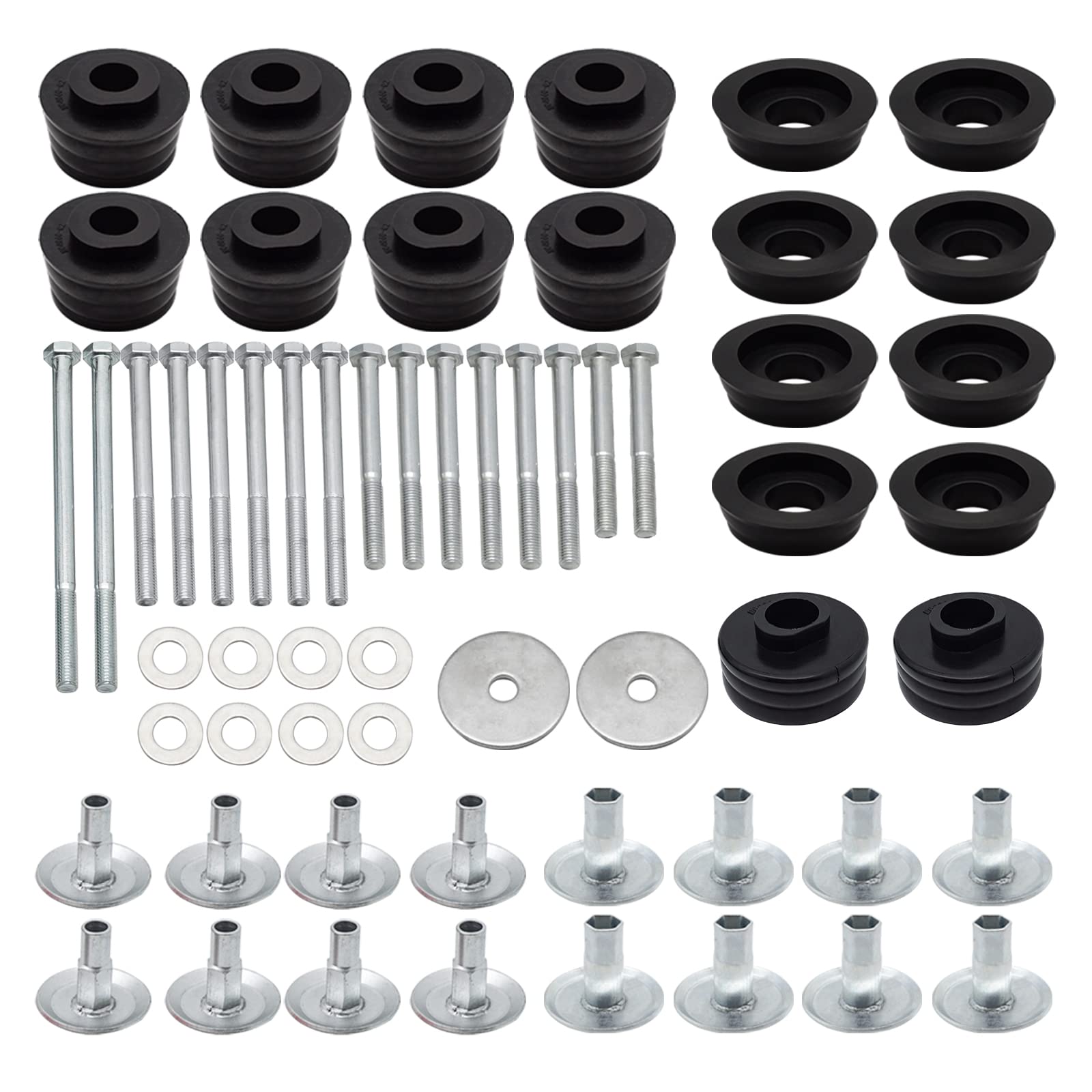 Yoursme KF04060BK Body Mount Bushing Kit For Ford Super Duty F250 F350 2008-2016 2WD 4WD Polyurethane Body Cab Mounts Steel Sleeves And Hardware Black