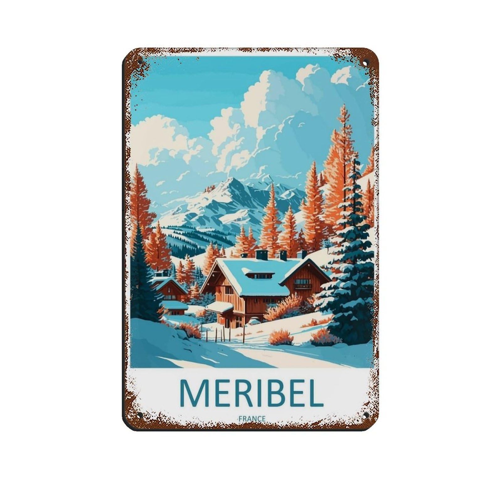 Megeve Travel Art Ski Art Lover Gift (88) Retro Poster Metal Tin Sign Chic Art Retro Iron Painting Bar People Cave Cafe Family Garage Poster Wall Decoration 8x12inch(20x30cm)