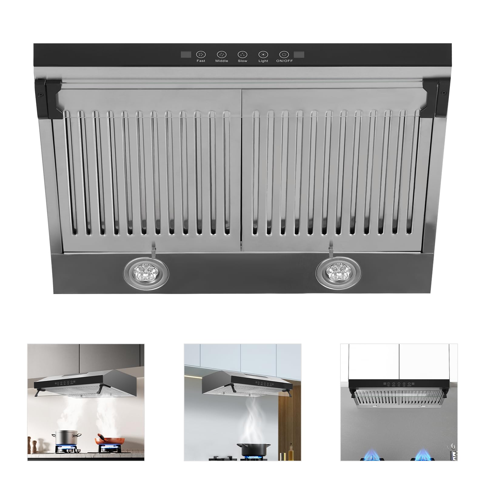 Cappa aspirante sottopiano 60 cme LED, cappa aspirante, 500 m³/h argento
