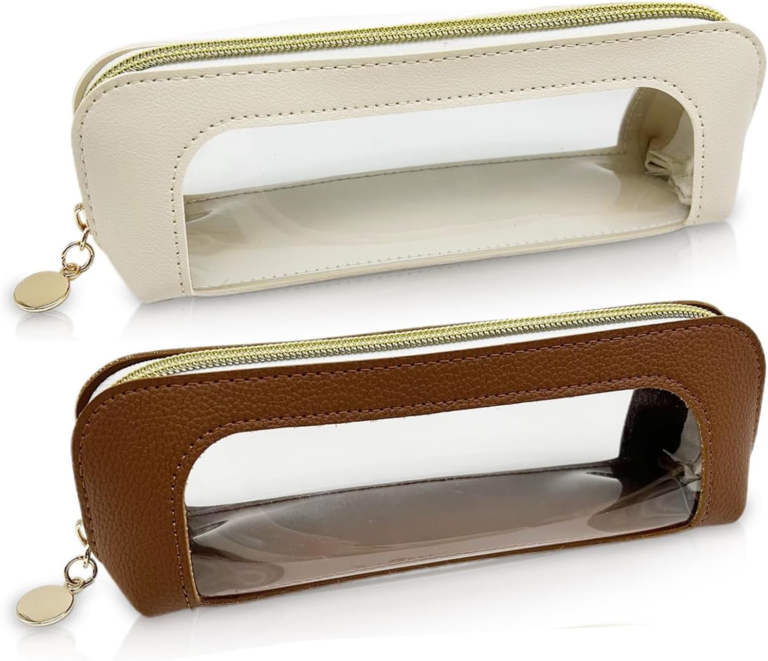 Makeup Brush Bag, 2 Pack Mini Makeup Pouch with Clear Design, Portable Travel Cosmetic Organizer for Handbag Essentials, Compact Storage Solution for Daily Use and Business Trips