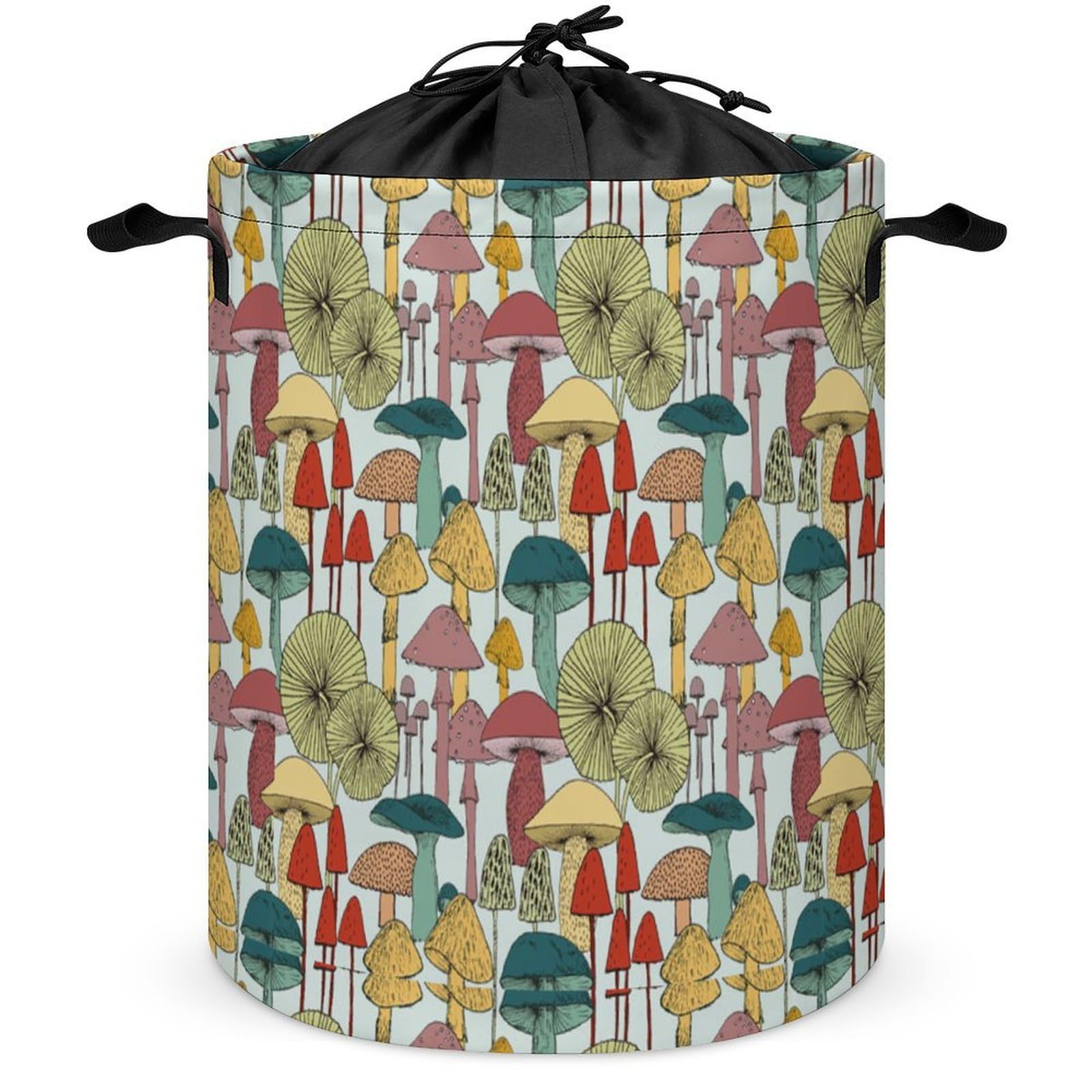 Qjjinxior Drawstring Laundry Hamper, Mushrooms Laundry Basket, Washing Basket with Handle