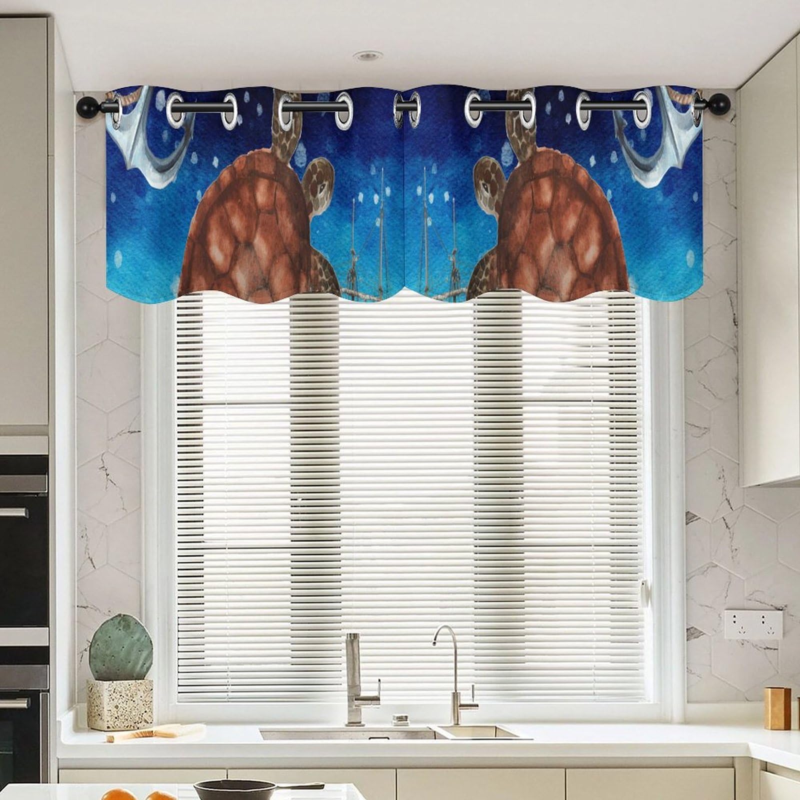 Cenefas de cocina de tortuga marina para dar un toque náutico y fresco a tu ventana
