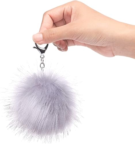 Miniatura 6 de Bemo 14 piezas de pelo de zorro sintético pompón pelota sombrero de pelo sintético pompón con botón de presión extraíble para tejer sombrero