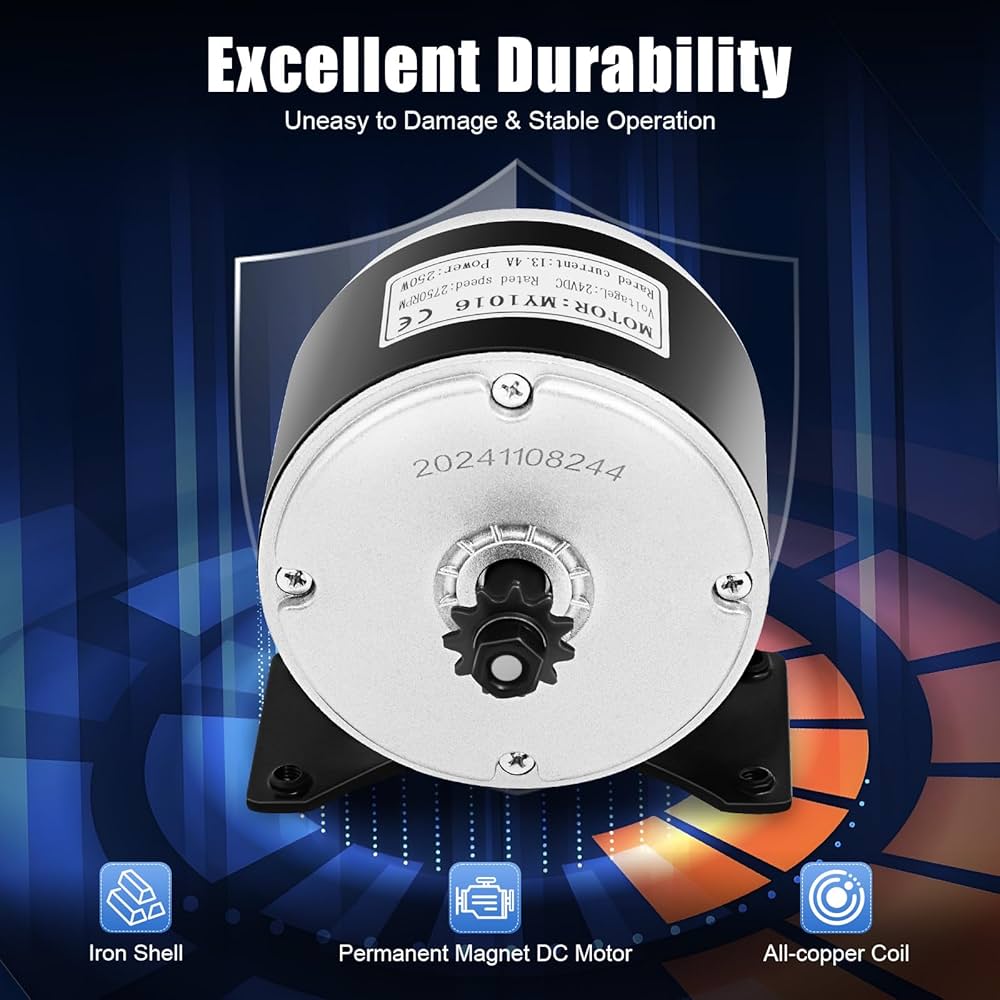 OUKANING DC-borstmotor 250 W 24 V Elborste Permanent Magnet Motor