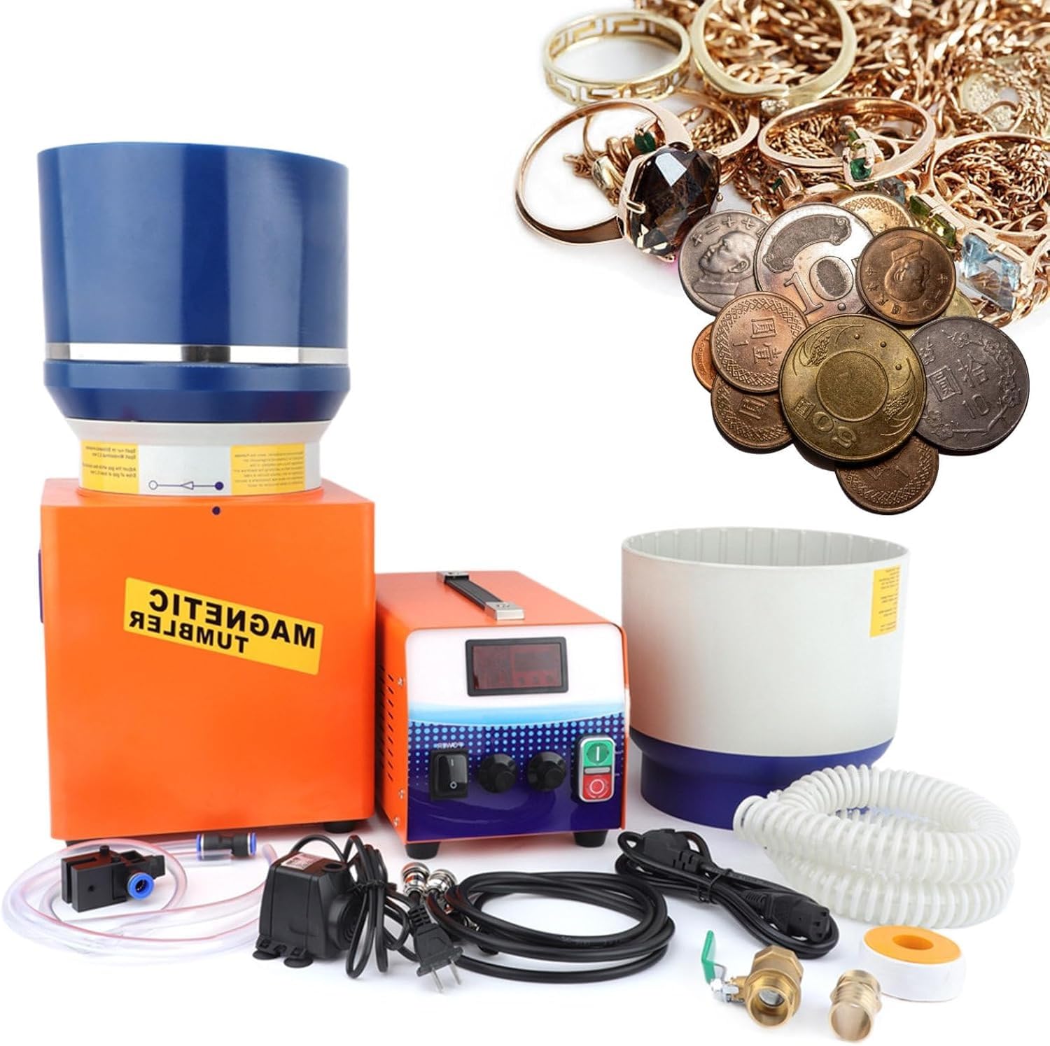 LYDZUSDP Tumbler Jewelry Polisher,Metal Sanding Finisher,0~360 RPM Finisher,for Deburring,Chamfering,Polishing and Cleaning