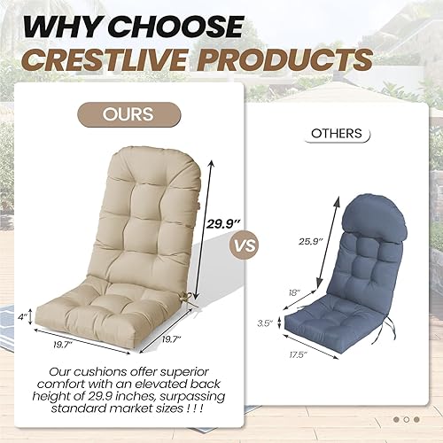 Miniatura 2 de Crestlive Products Sunbrella Cojín para Silla Adirondack Cojines para Sillas de Exterior Resistentes al Agua 50x20x4 Pulgadas Cojines de Patio de