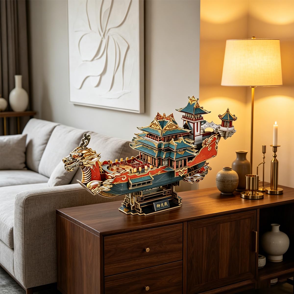 351 Piezas Puzzle de Barco dragón China, maqueta de Barco, Juguete de Puzzle 3D Hecho a Mano, artículo Decorativo y de colección, Regalo para jóvenes y Adultos