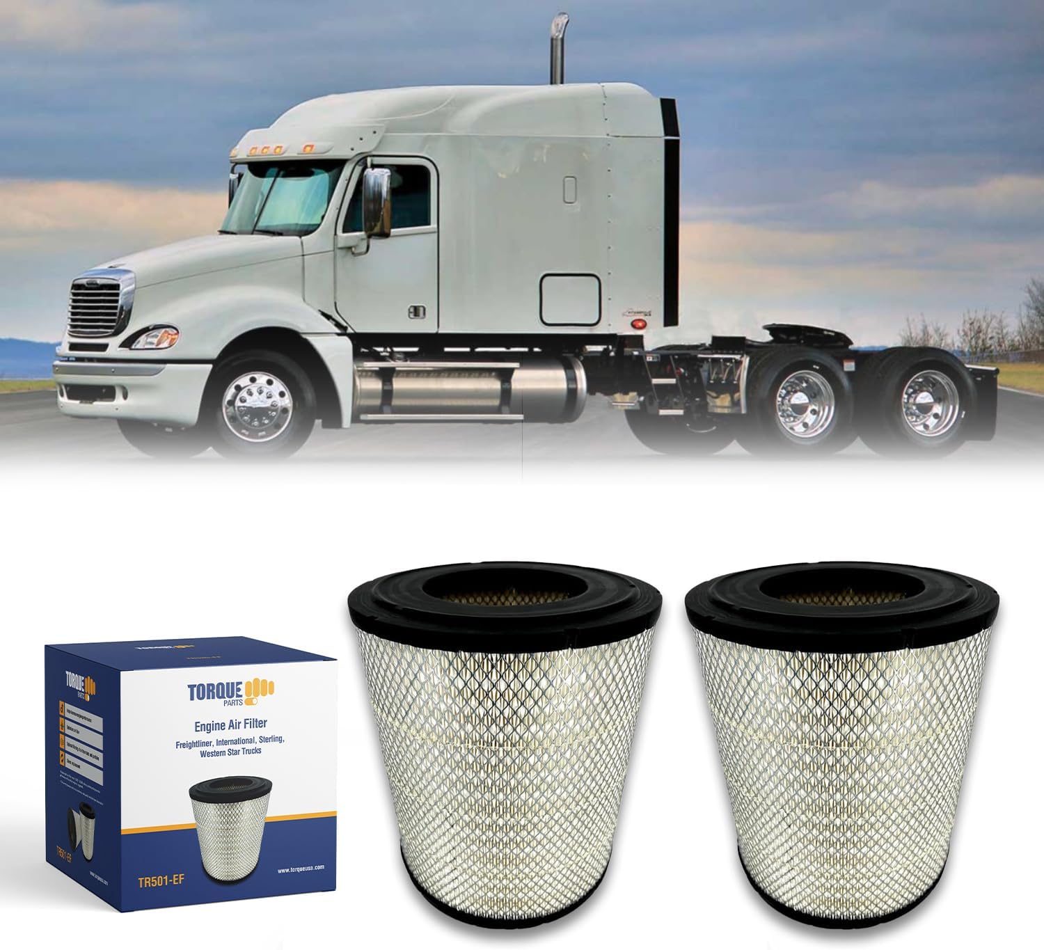 TORQUE Engine Air Filter Compatible with Select Freightliner Columbia Coronado Argosy Condor Century Class Semi Trucks Accessories Parts Replaces RS3518 LAF1849 AF25139M 46556 TR501 4 PCS