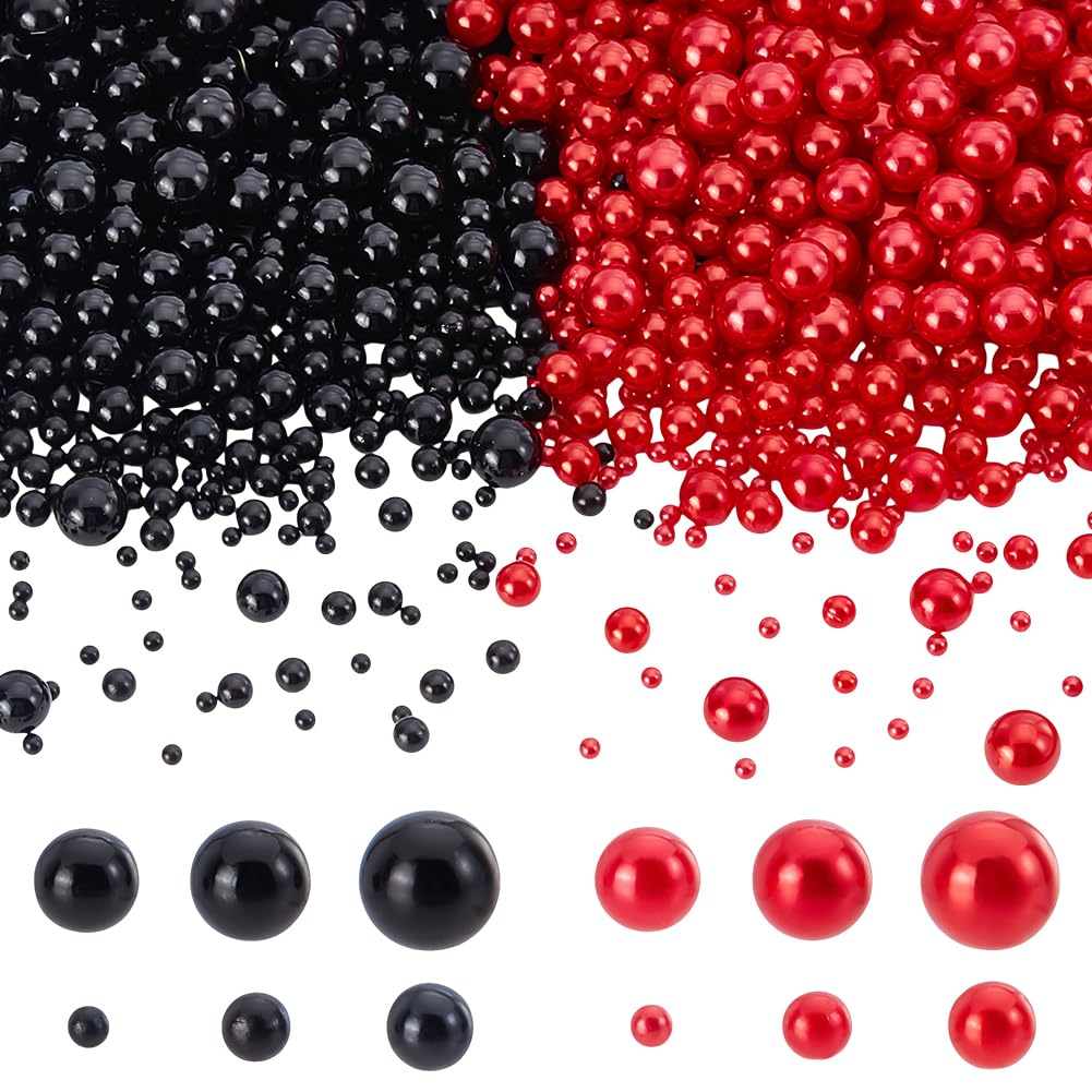 Perles en acrylique sans trou 2,5-8mm noires rouges pour loisirs créatifs et vase mariage