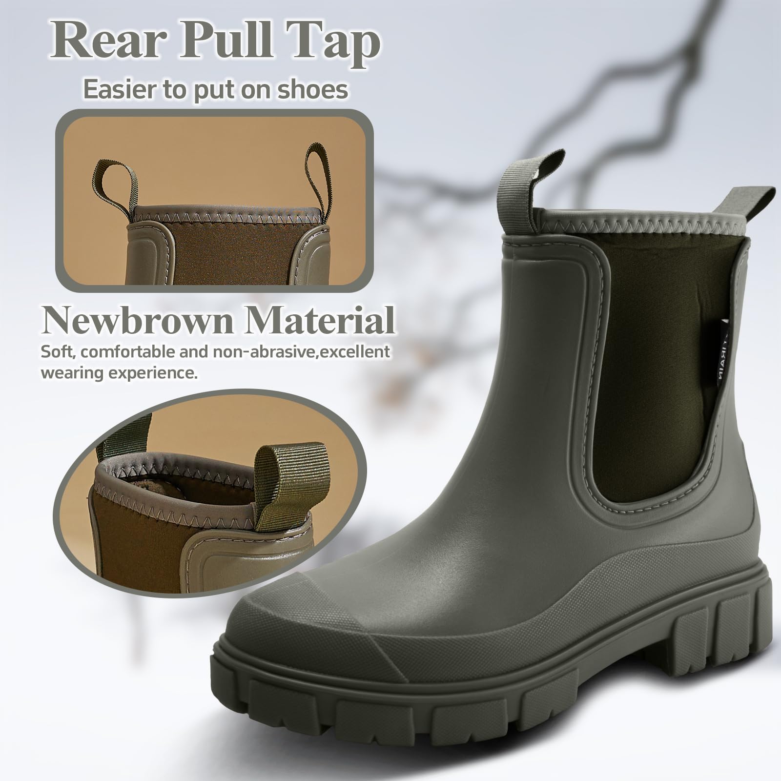 Stivali Pioggia Donna Impermeabile Antiscivolo Stivaletti di Gomma Leggere Comode Boots Antipioggia Moda Stivali Giardinaggio 36-41 EU