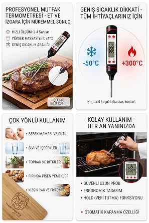 Dijital Prob Mutfak Termometresi - Et Süt Yoğurt Sıvı Gıda Isı Ölçer Derece 723455