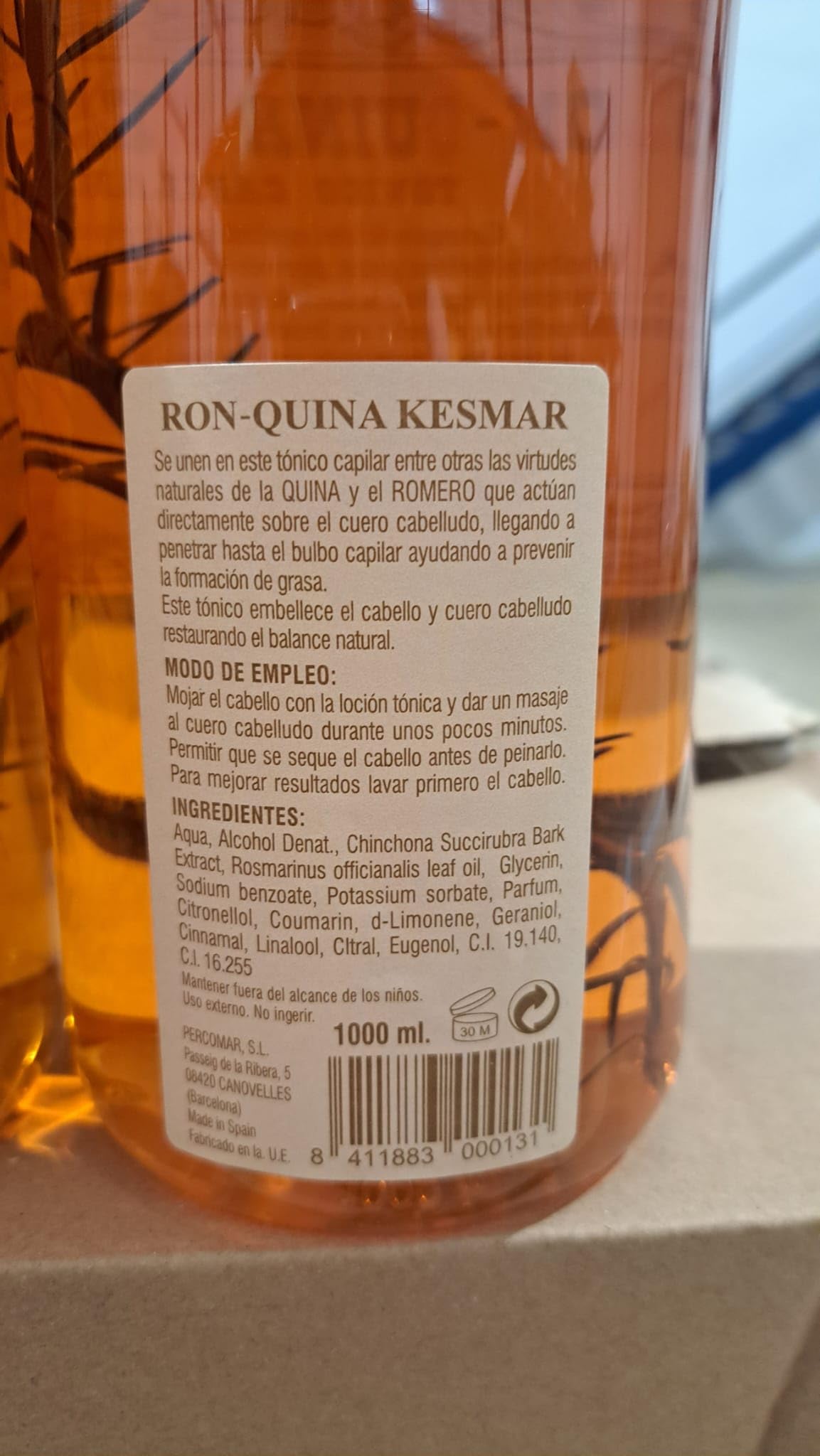 Pack 2x Ronquina Kesmar 1L - Tónico Capilar Anticaída con Extracto de Quina y Romero - Tratamiento Fortalecedor del Cabello y Cuero Cabelludo