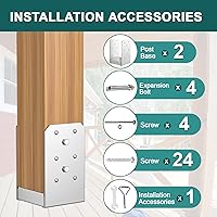 Vista 4 de SPACEEUP Base de poste de 4 x 4, 2 unidades, anclaje interno de poste de 3.5 x 3.5 pulgadas, base de poste ajustable de acero inoxidable para poste