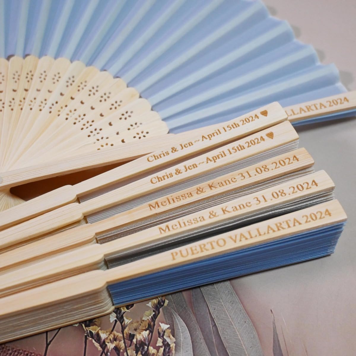 Handfächer aus Stoff, personalisierbar, Geschenk für Freunde, gravierte Fans, Sommerveranstaltung, Fans, Programm-Fans, Schwarz, 40 Stück