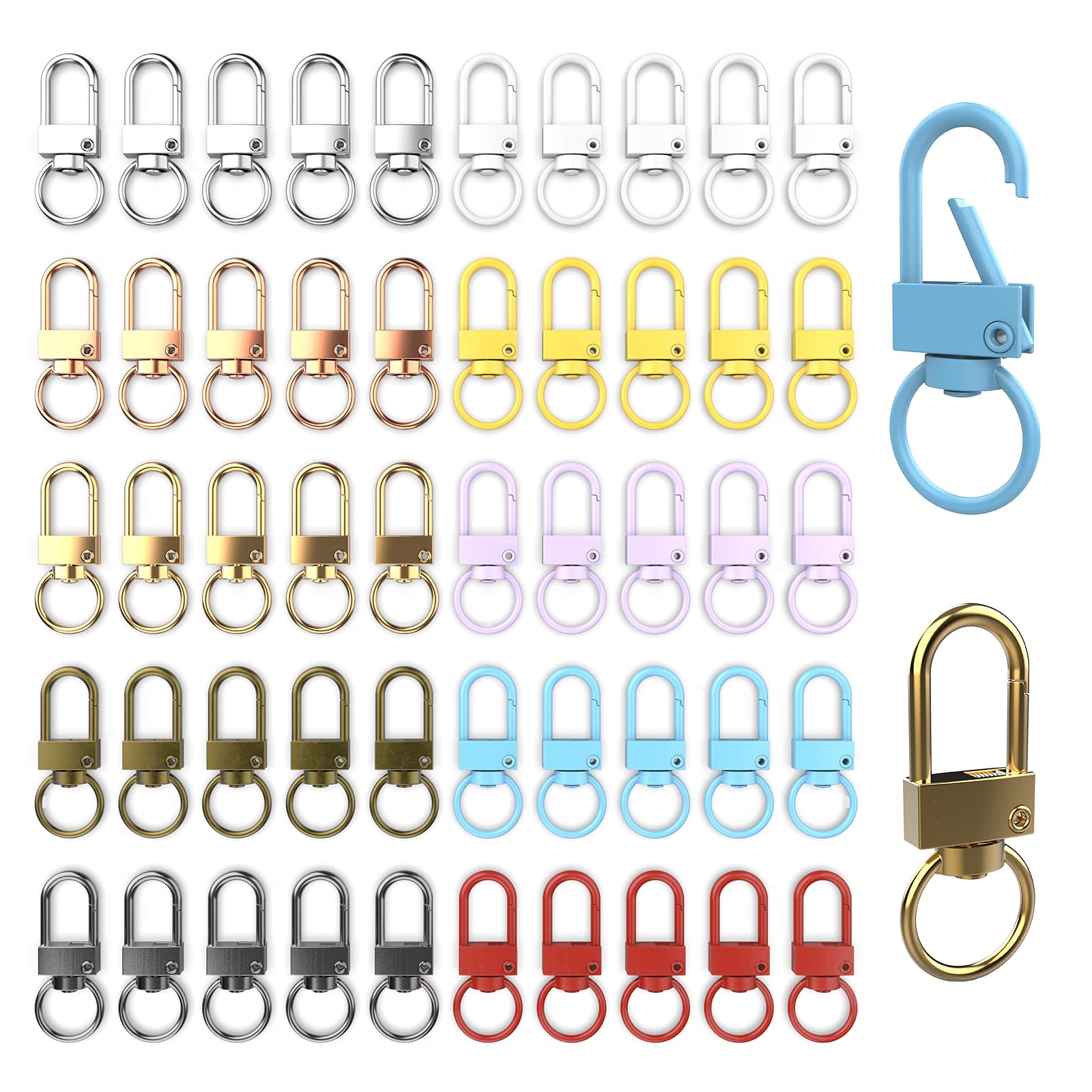 SHRJ 100Pcs Macaron Lobster Claw Clasps Swivel Keychain Hooks 33mm