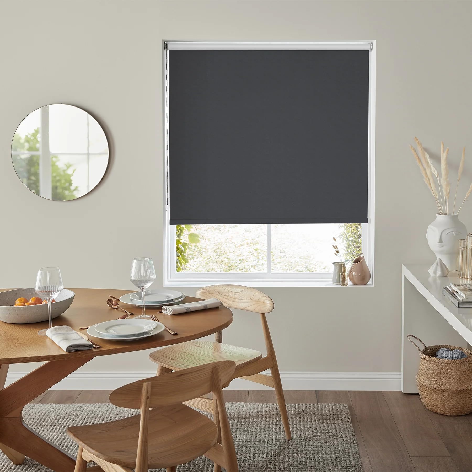 Insta Fit No Drill Blackout Roller Blind – Made to Measure Roller Blinds, Easy Fit in 30 Seconds, Tool-Free Installation, Total Light Blocking & Privacy, for Bedroom, Bathroom & Home