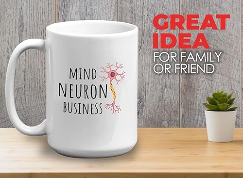 Miniatura 2 de Taza de café médica de 15 oz blanca - Mind Neuron Business - Cuidado de la salud Chistes divertidos Doctor Med Nursing Degree Pun