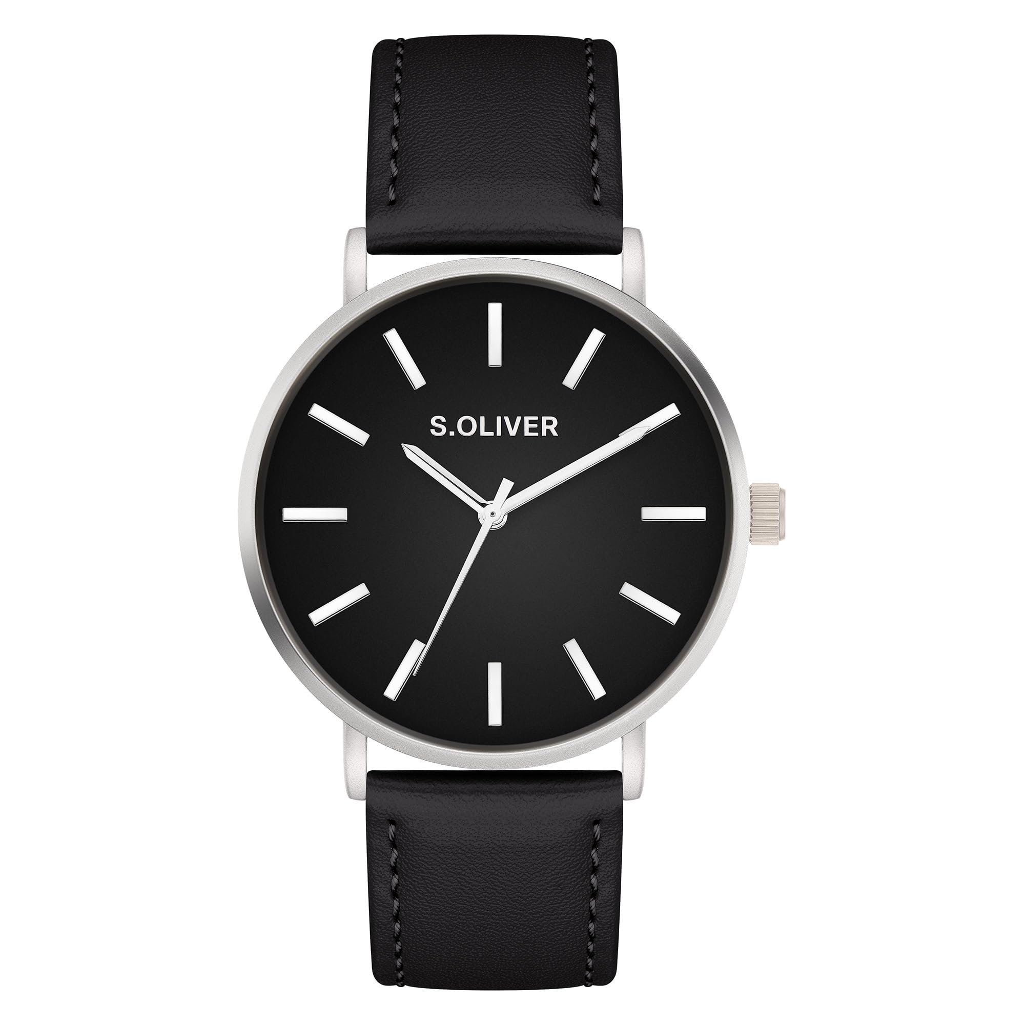 s.Oliver Men's Watch – Round – IP Olive – 40 mm – Metal Watch with Quartz Movement on Faux Leather Strap with Pin Buckle – Analogue Watch – 3 ATM Waterproof – Scratch-Resistant