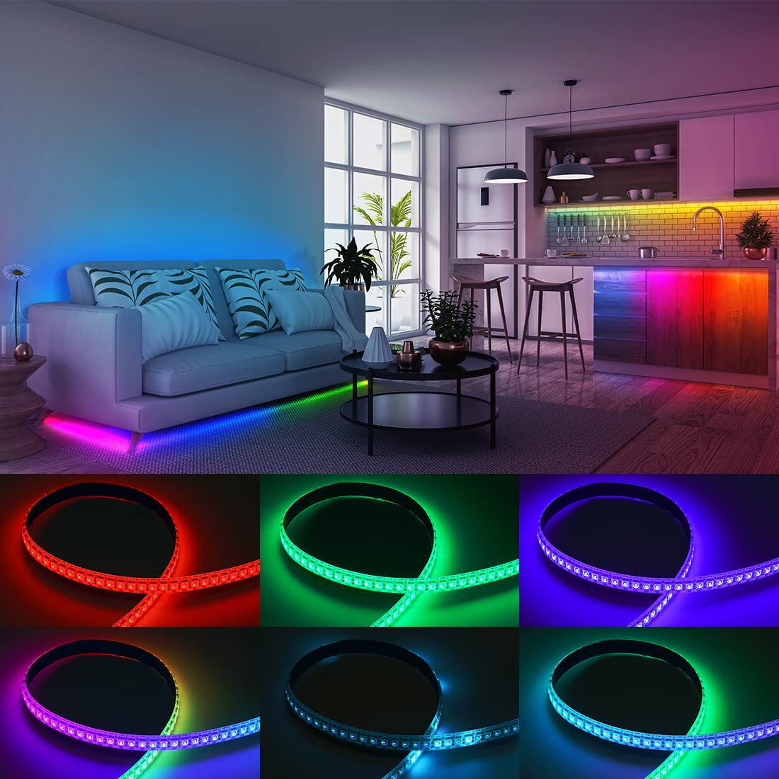 SEZO WS2812B ECO 1M 100LEDs DC5V Striscia LED Indirizzabile Individualmente SMD5050 100 Pixel Colore da Sogno Programmabile Striscia Luminosa LED Flessibile IP30 Non Impermeabile Nero PCB(WS2812E