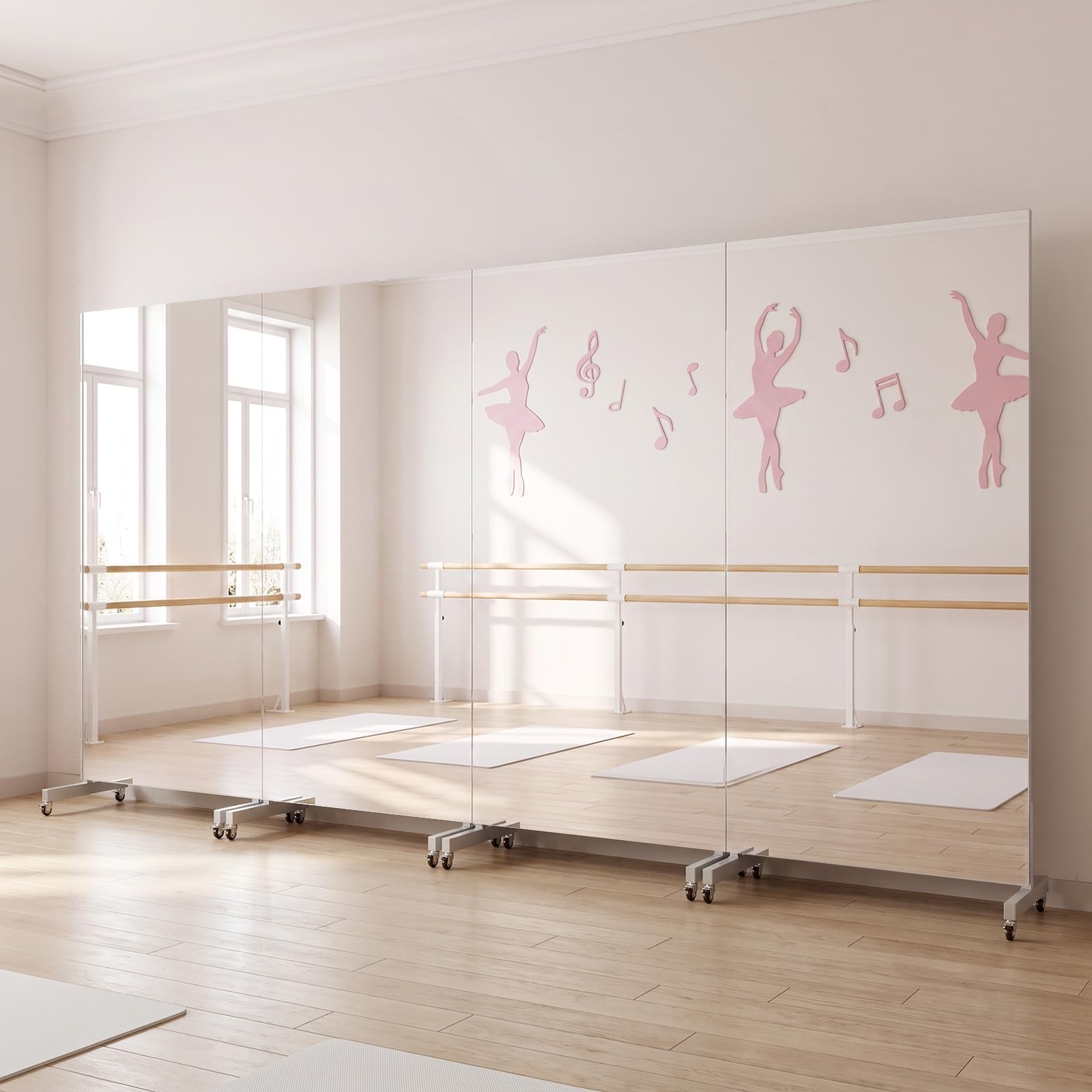 brisafe Espejo de Cuerpo Entero, 170 x 100 cm, Grande Espejo de Pie con Ruedas, Espejos Irrompible con Marco de Aluminio Blanco, Giratorio 360° para Gimnasio en Casa, Dormitorio, Entrada y Pasillo