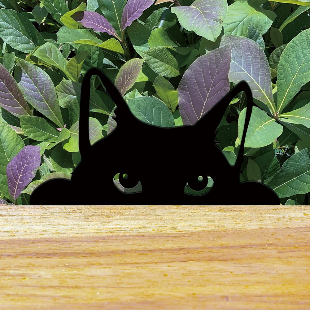 Décoration jardin chat en métal silhouette noire 28x27.8cm