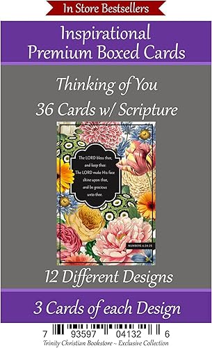 Thinking of You Tarjetas Premium 36 unidades Cristianas/Religiosas Tarjetas de Felicitación Surtido ~ Escritura en cada tarjeta