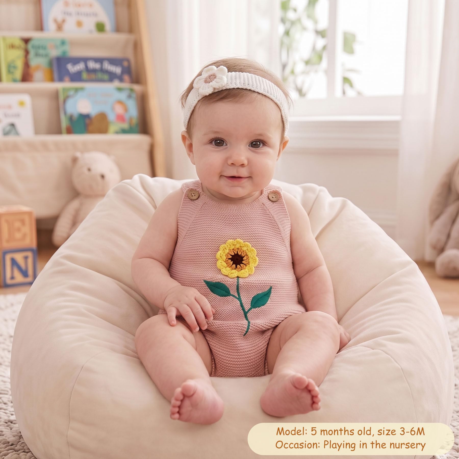 Simplee kids Dziewczynka Kint Pompony Romper bez rękawów Dziewczyna Kint ubrania 0-24 m, Dd-różowy, 3-6 miesi?cy