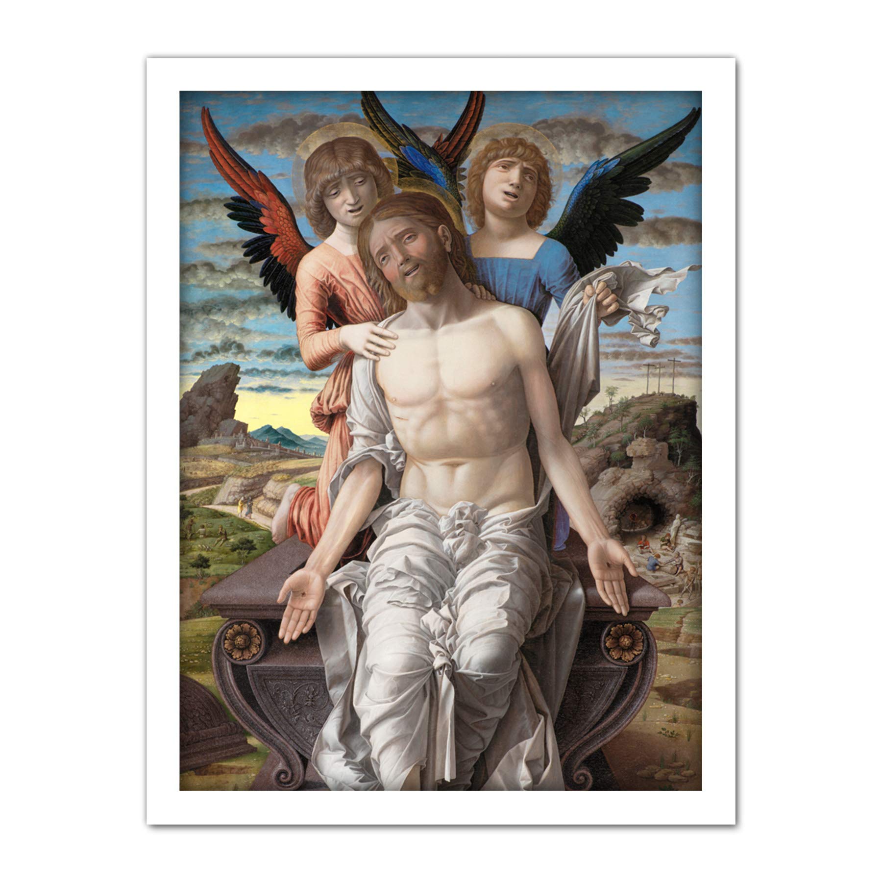 Mantegna Christ Suffering Redeemer Painting Artwork Framed Wall Art Print 18X24 Inch