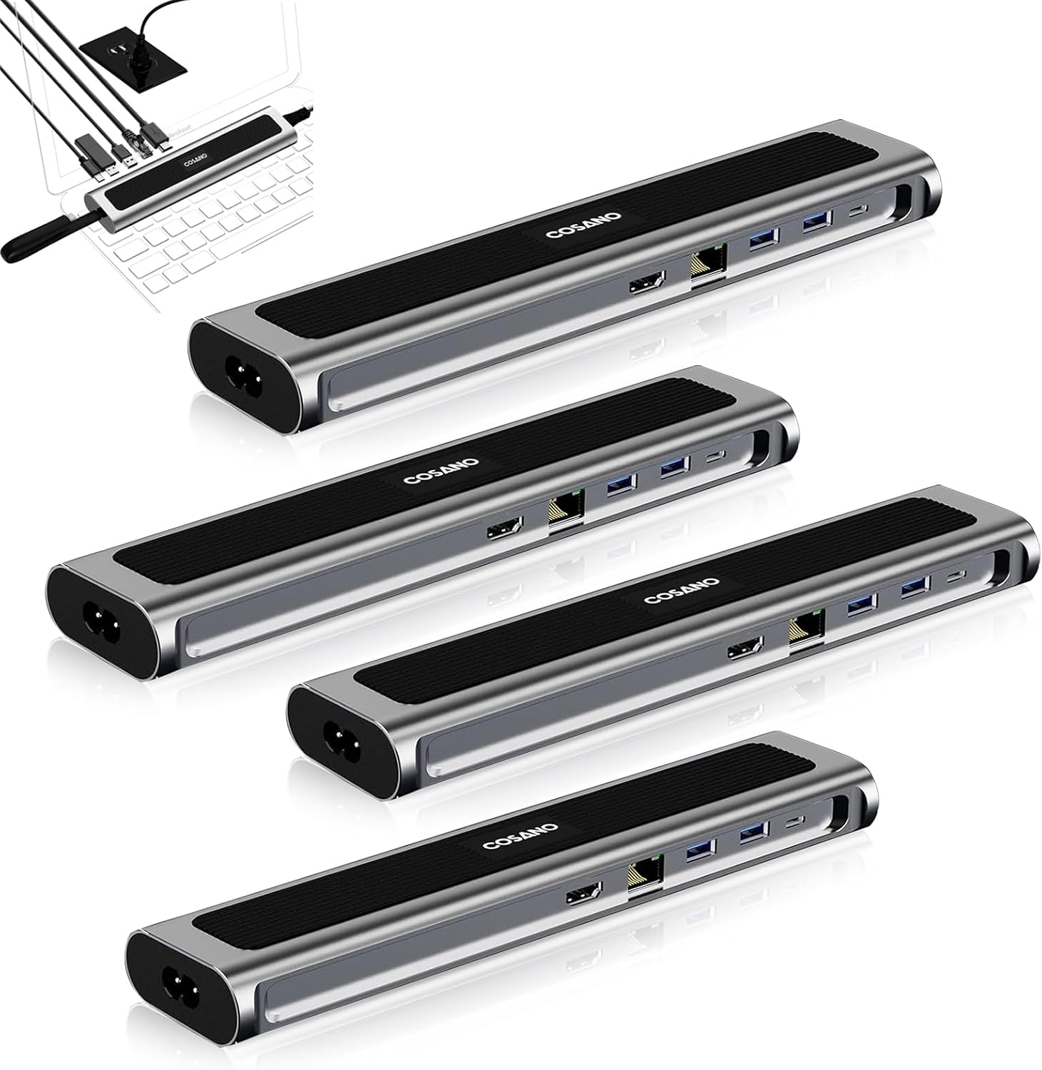 Laptop Docking Station, 100W Fast-Charging Universal All-in-one Docking Charging Station with Dual USB-C USB-A Hub 4K HDMI Ethernet Adjustable Cooling Stand 0.78LB Weight for PC Devices
