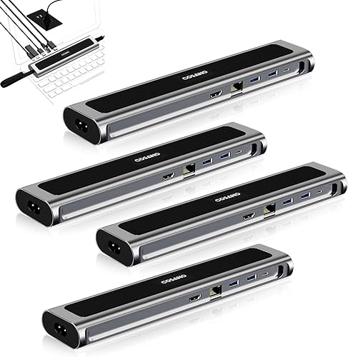 Miniatura 7 de Estación de acoplamiento para laptop, estación de carga universal todo en uno de carga rápida de 100 W con doble USB-C USB-A Hub 4K HDMI Ethernet 1